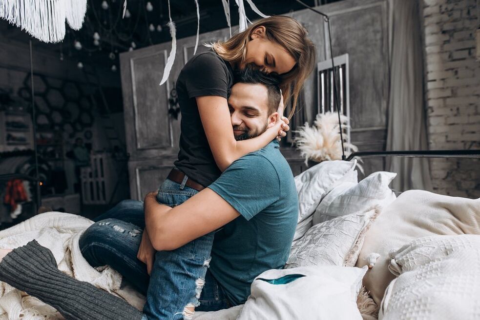 a woman embracing a man with increased potency